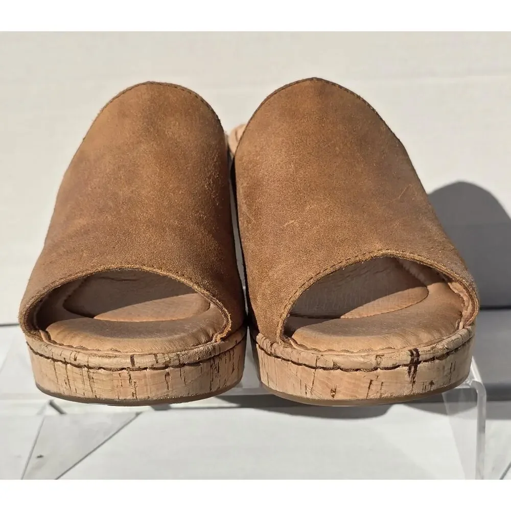 Børn B.O.C. SANDALS/MULES Tan Leather & Cork Wedge Heels SZ 9